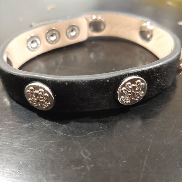 Ruff Cuff Black Leather Snap Bracelet With Silver Embellishments MEAGAN - Picture 1 of 3